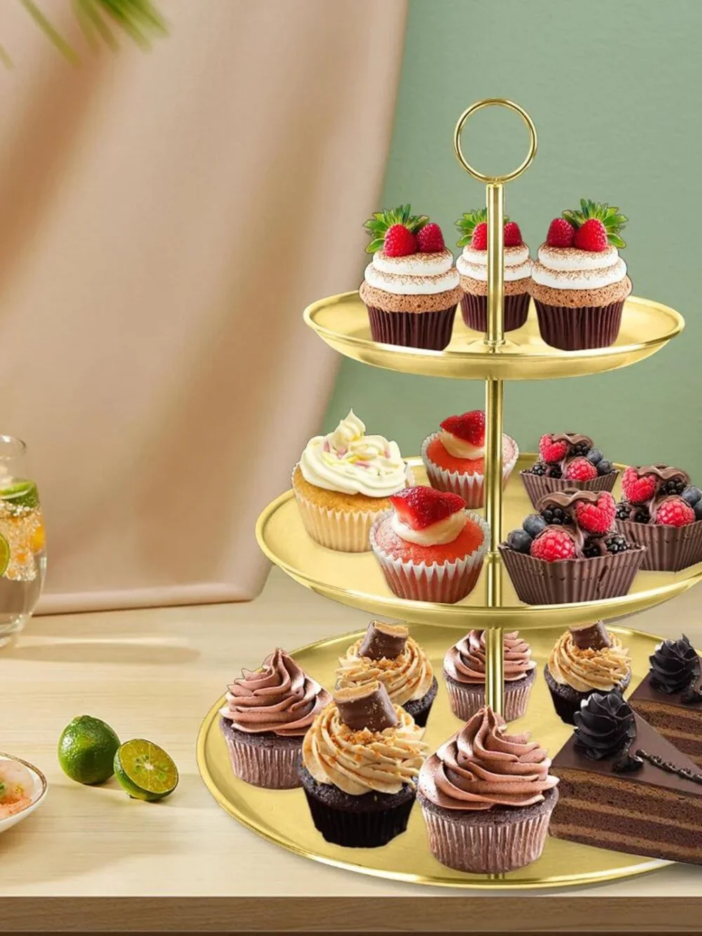 Cupcake Stand 3 Tier – Stainless Steel Cake & Dessert Display Tower for Wedding